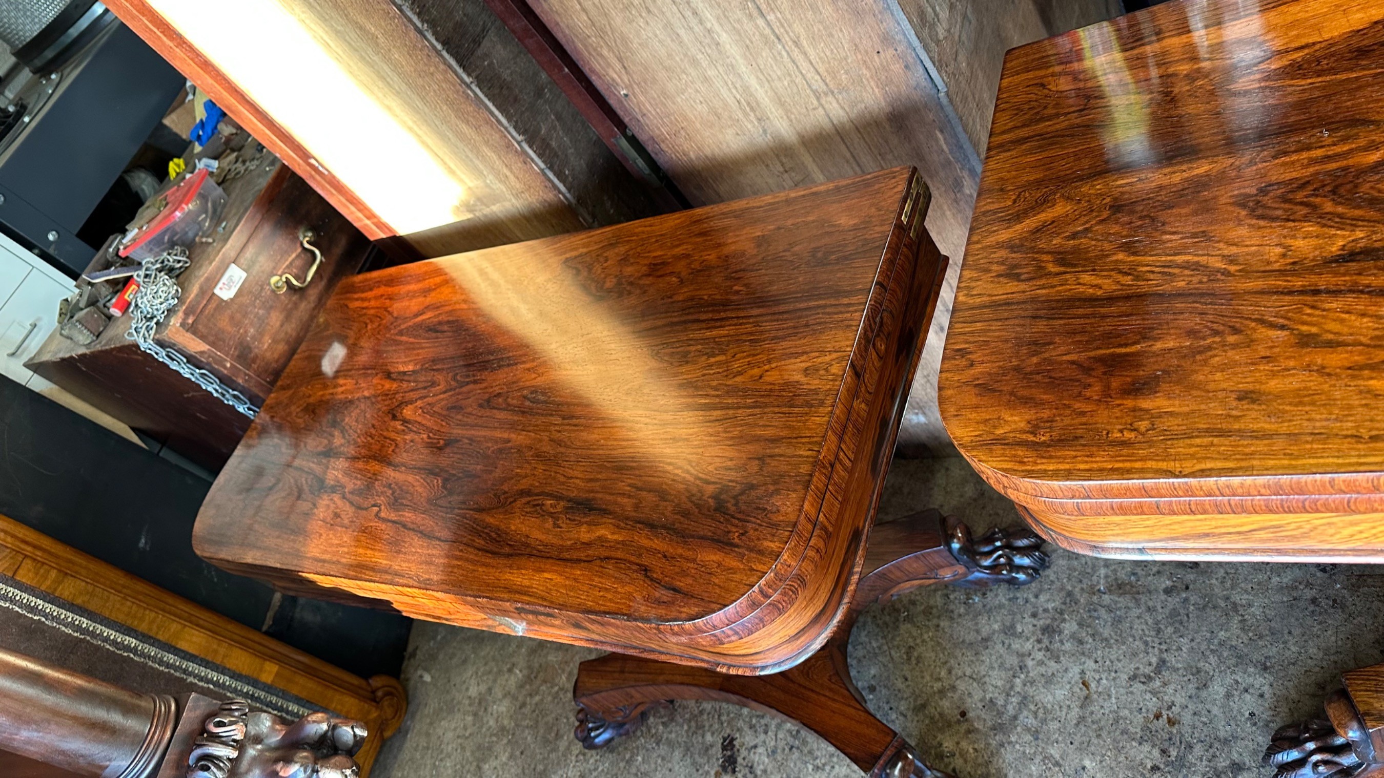 pair of william iv rosewood card tables recently receiving full restoration