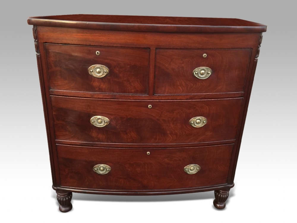 regency mahogany bowfront chest of drawers