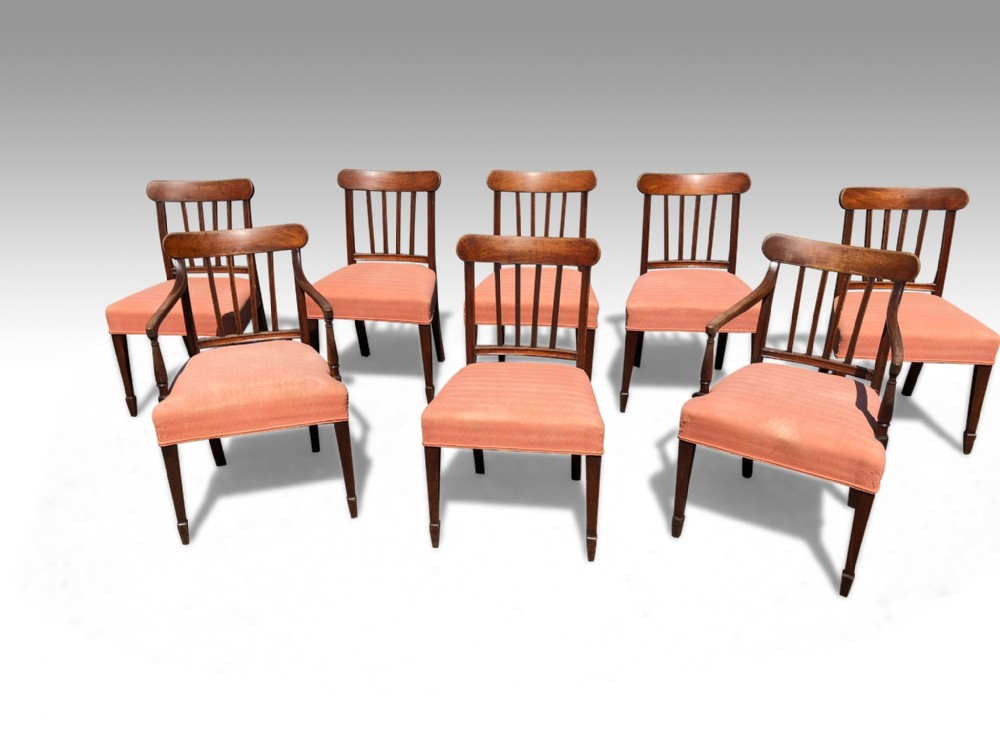a wonderful very handsome set 62 george iii sheraton mahogany dining chairs