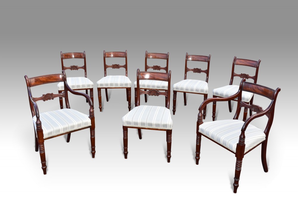 a fine set of 8 regency period dining chairs