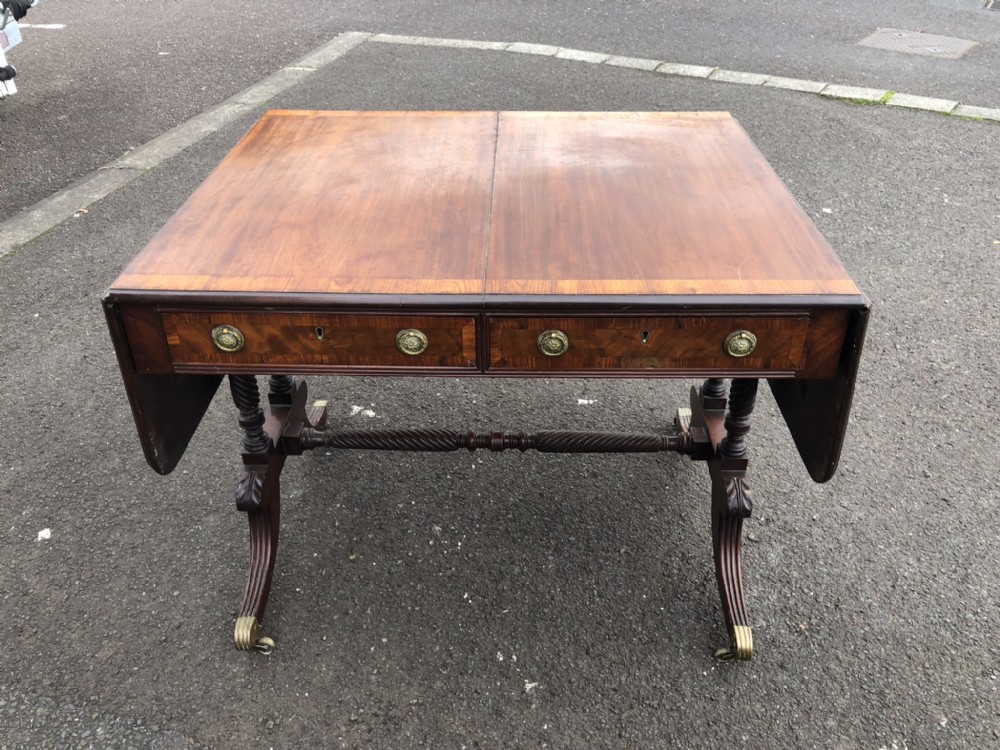 an irish regency mahogany kingwood banded sofa table