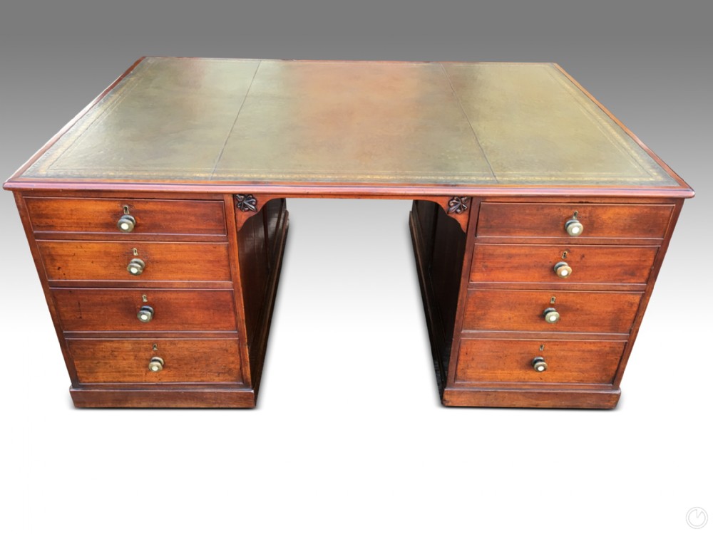 large mid 19th c mahogany partners desk