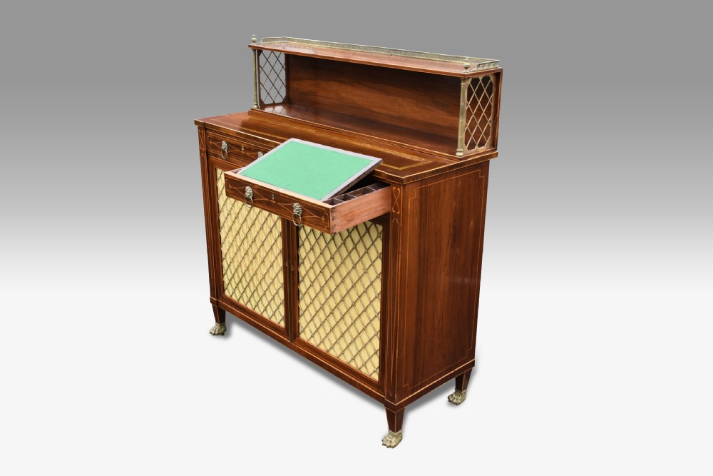 a superb regency rosewood and boxwood inlaid chiffioner attributed to john mcclean