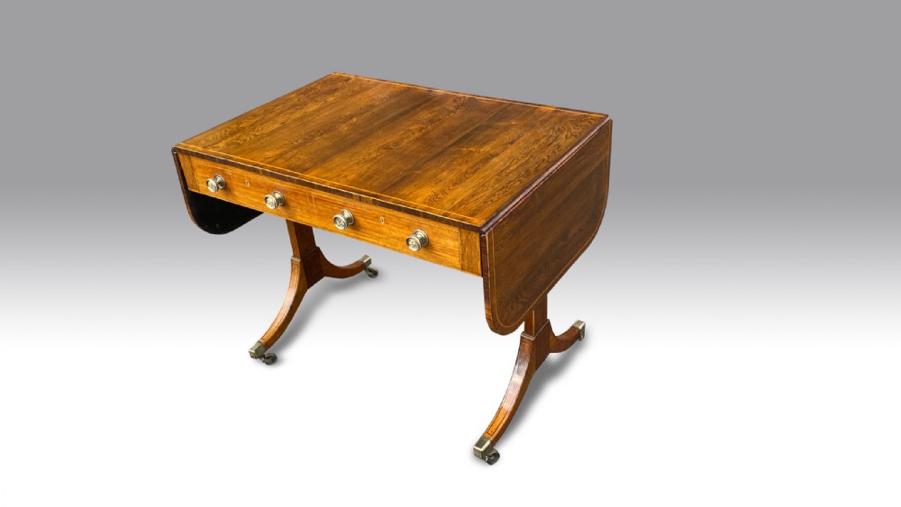 a superb george iii rosewood boxwood inlaid sofa table