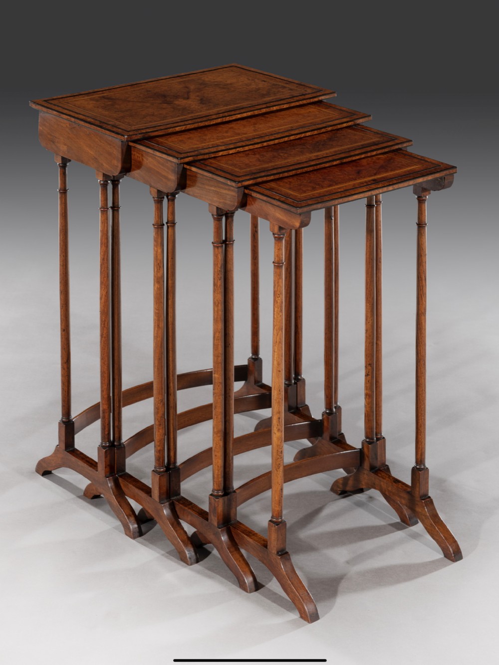 a superb georgian sheraton period nest of quartetto tables