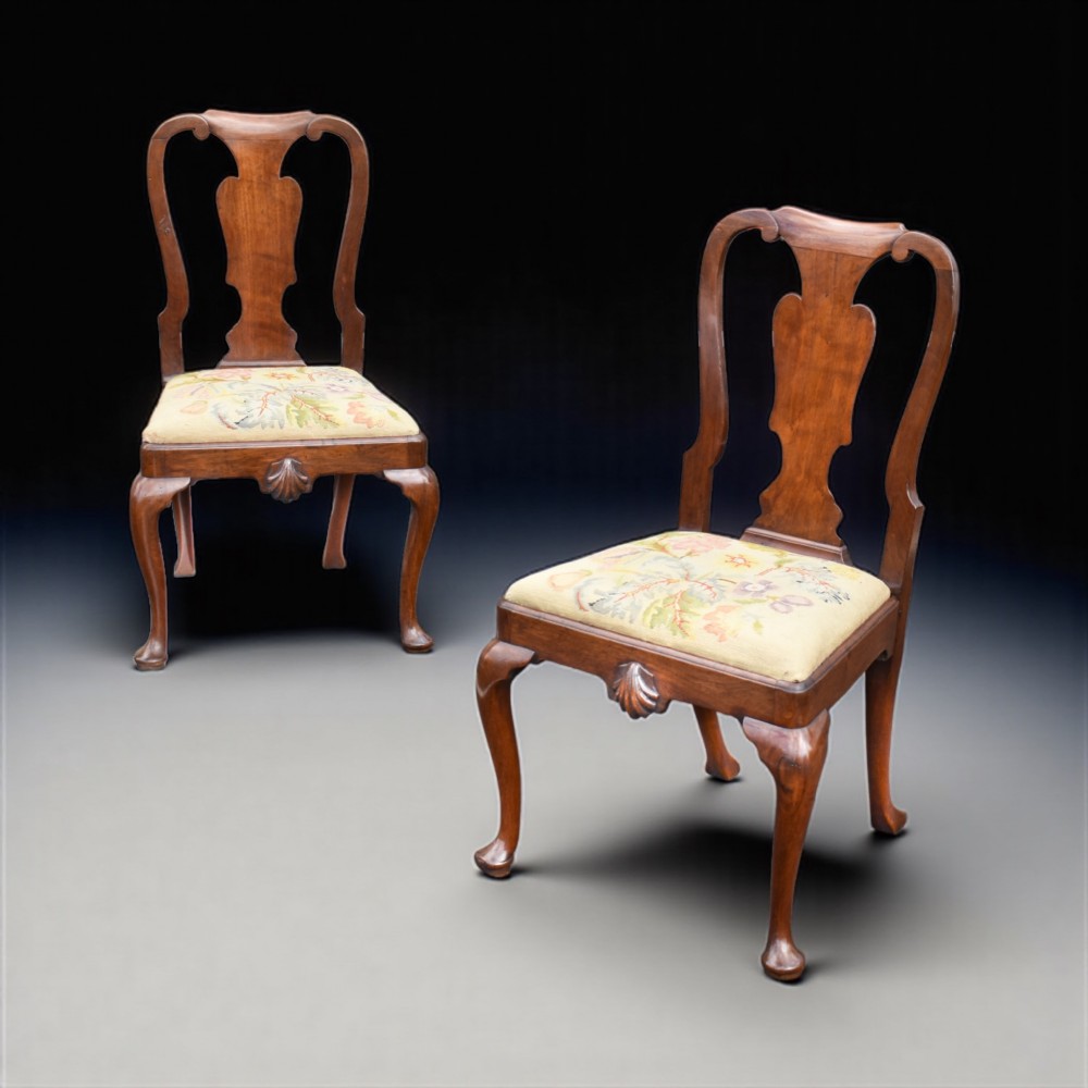 pair of irish george ii red walnut side chairs