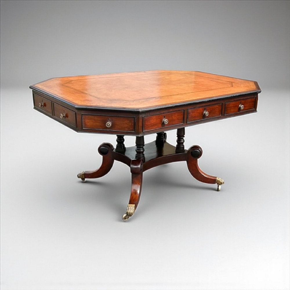 regency mahogany ebonised double sided partners library table