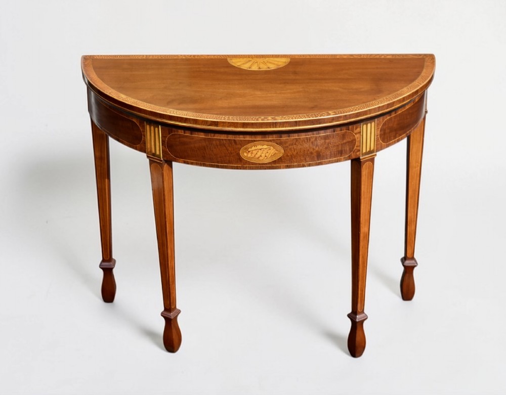 george iii mahogany inlaid demilune card table