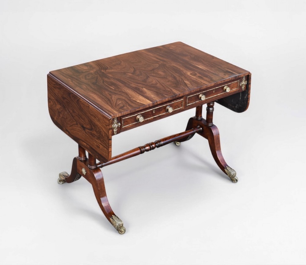 fine regency rosewood brass mounted sofa table